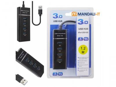 [ 1.2M/3.94ft Cable ] USB Hub 3.0 High Speed 5Gbps 4 Ports USB HUB 3.0 Splitter Adapter With LED Indication 1.2m for MacBook / Laptop / PC from Sathi ko Pasal